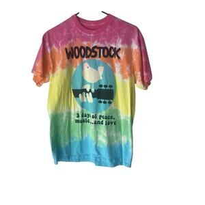 Retro Woodsock Liquid Blue Men's Size Medium Tie‎ Dye Festival Rainbow T Shirt